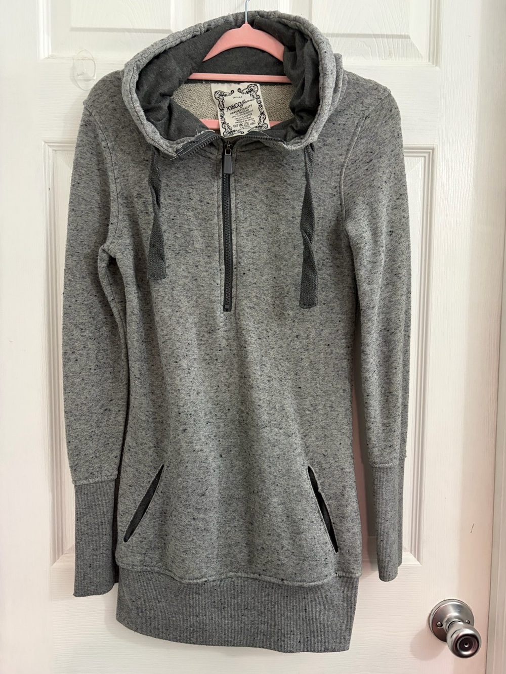 Cozy Half-Zip Hooded Tunic Sweatshirt - Gray Size medium